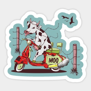 Cow riding a motorcycle Sticker